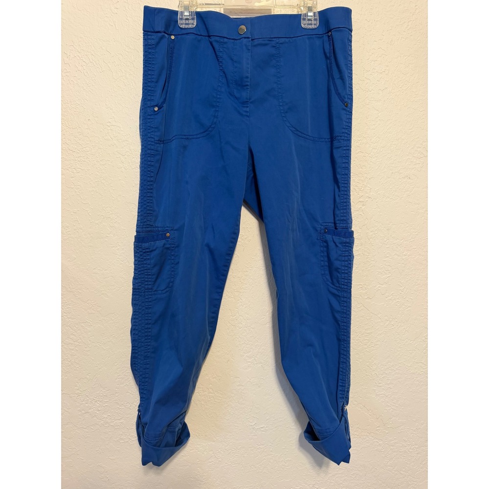 Chico's Brigitte So Slimming Crop Pants Blue Cargo Utility Size 0 Small